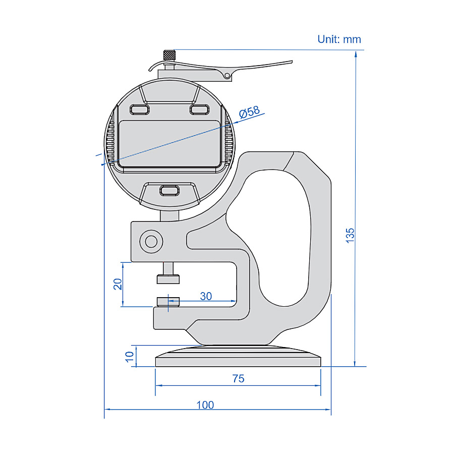 Insize 0 - 10 mm / 0 - 0.4 inch Digital Thickness Gauge with Base (Type A), 2673-101 — view 2