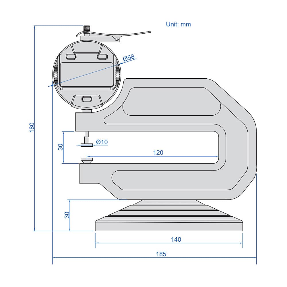 Insize 0 - 10 mm / 0 - 0.4 inch Digital Thickness Gauge with Base, 2674-101 — view 2