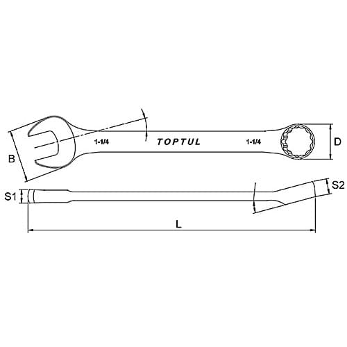 Toptul 2 Inch 15° Offset Standard Combination Wrench (Mirror Polished), ACAB6464 — view 2