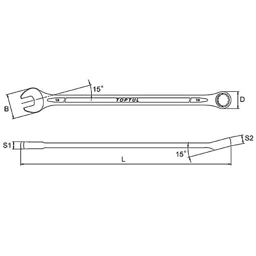 Toptul 11 mm 15° Offset Extra Long Combination Wrench (Satin Chrome Finished), AAEL1111 — view 2