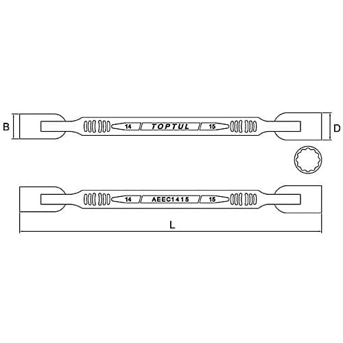 Toptul 6 x 7 mm Double End Swivel Socket Wrench (12 PT), AEEC0607 — view 2