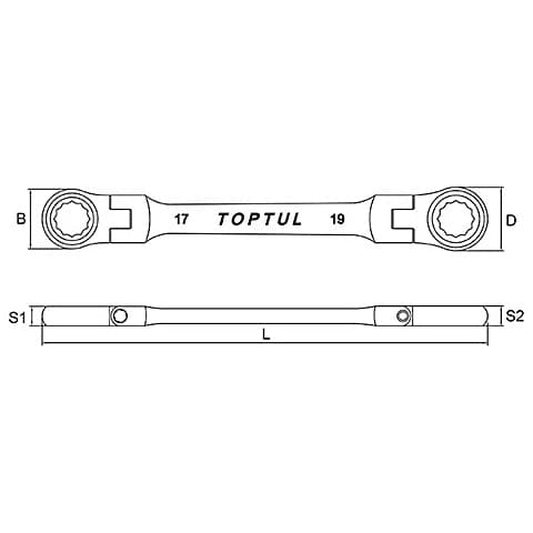 Toptul 10 x 11 mm Flexible Double Ring Ratchet Wrench (72 Teeth Ratchet Mechanism), AOAE1011 — view 2