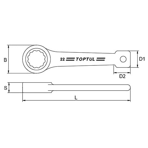Toptul 32 mm Slogging Ring Wrench, AAAR3232 — view 2
