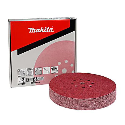 Makita 225 mm / 120 Grit Abrasive Paper Disc - 9 Holes (Pack of 25 Pcs), B-68404