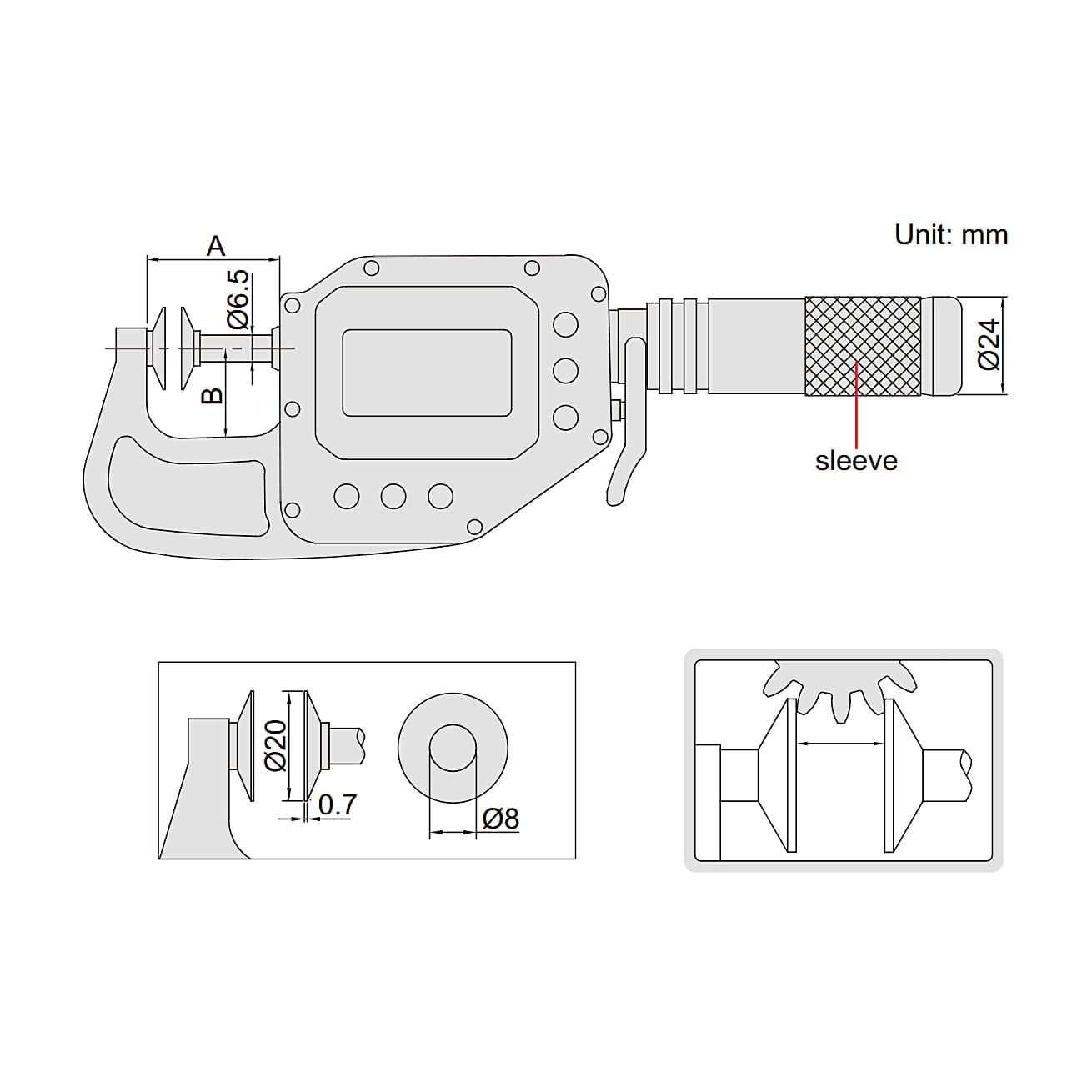 Insize 0 - 25 mm Wireless High Precision Digital Disk Snap Gauge, 3353-25AWL — view 3