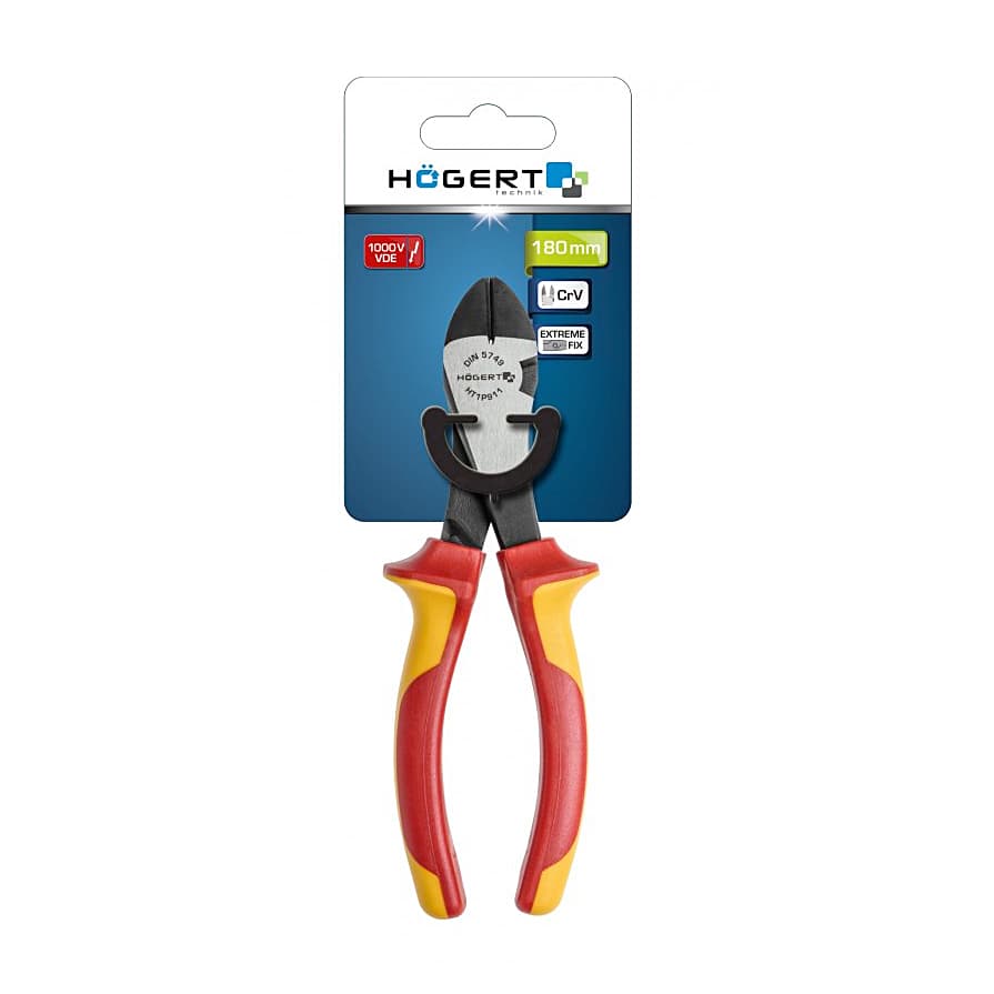 Hogert 7 inch / 180 mm Insulated Diagonal Side Cutting Pliers (VDE), HT1P911 — view 2