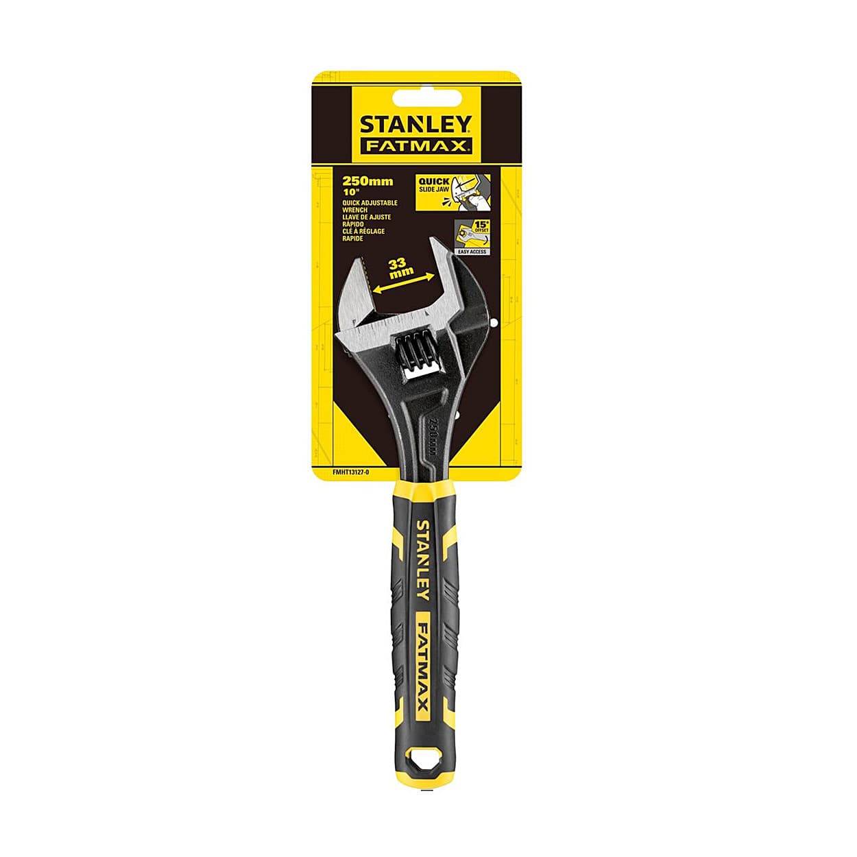 Stanley 250 mm / 10 inch Fatmax Bi-Material Quick Adjustable Wrench (Black Phosphate Finish), FMHT13127-0 — view 2