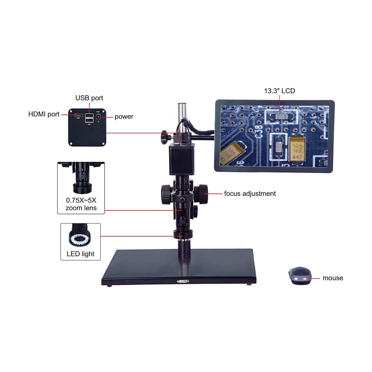 Insize 20 - 123X Auto Focus Digital Microscope with Display, 5303-AF103 — view 2