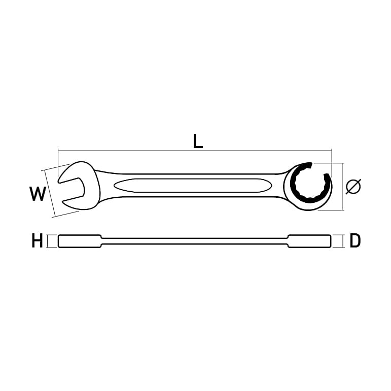Hogert 13 mm Semi-Open Ratcheting Wrench, HT1R072