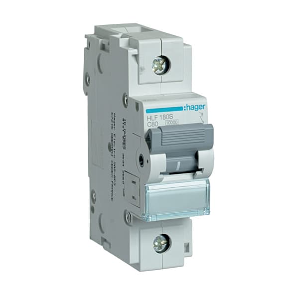 Hager Novello+ 80 Amp / 10 kA Miniature Circuit Breakers - (1 Pole & C Curve), HLF180S