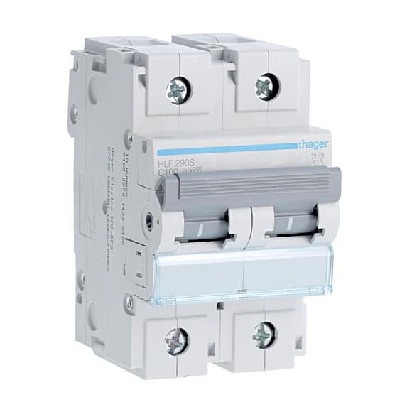 Hager Novello+ 100 Amp / 10 kA Miniature Circuit Breakers - (2 Pole & C Curve), HLF290S