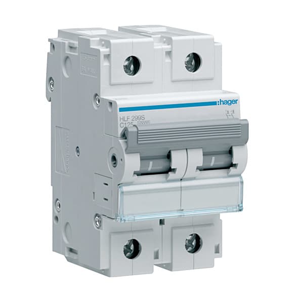 Hager Novello+ 125 Amp / 10 kA Miniature Circuit Breakers - (2 Pole & C Curve), HLF299S