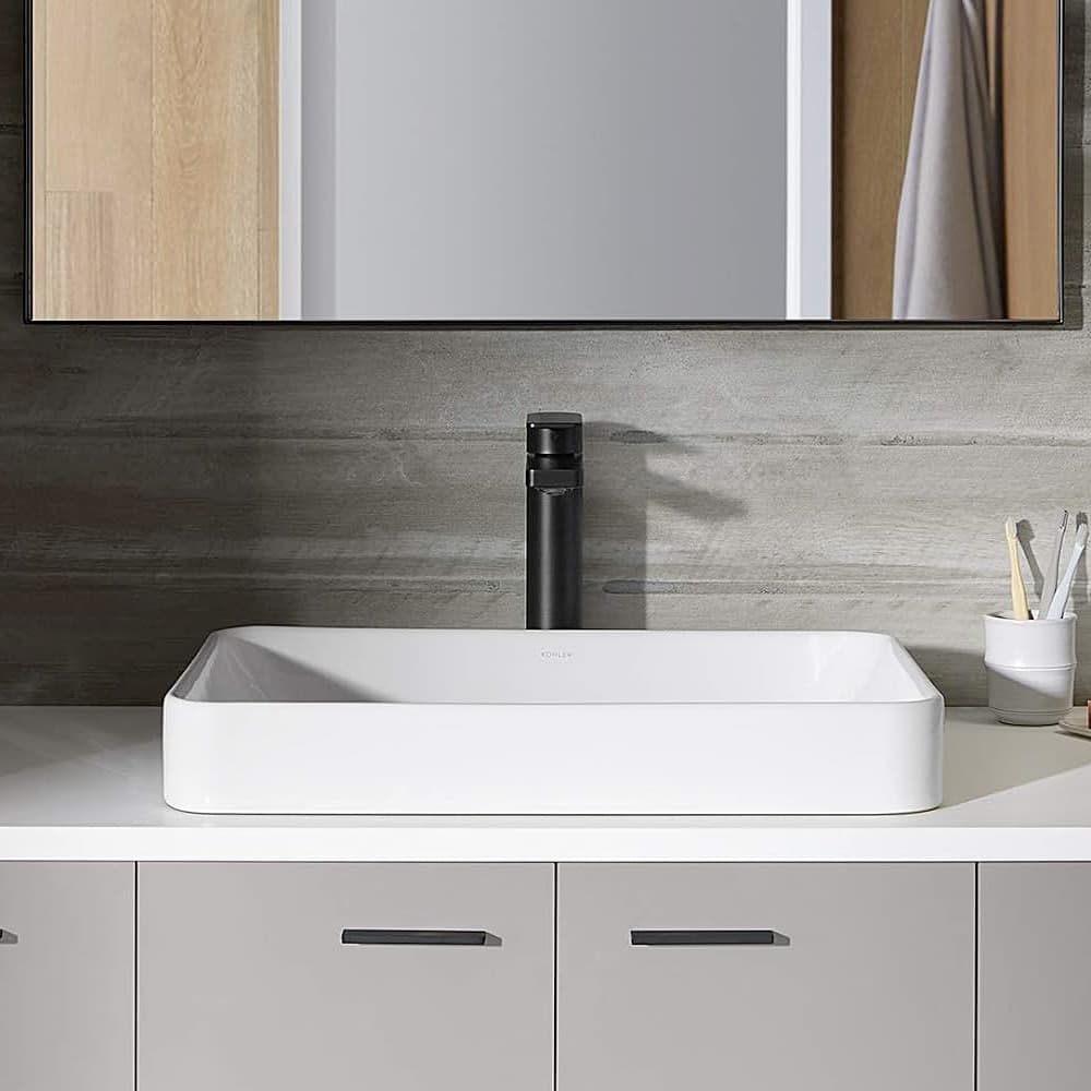 Kohler Parallel Single Control Wall Mount Tall Basin / Lavatory Faucet Without Drain In Matte Black Finish, K-23475T-4-BL — view 3