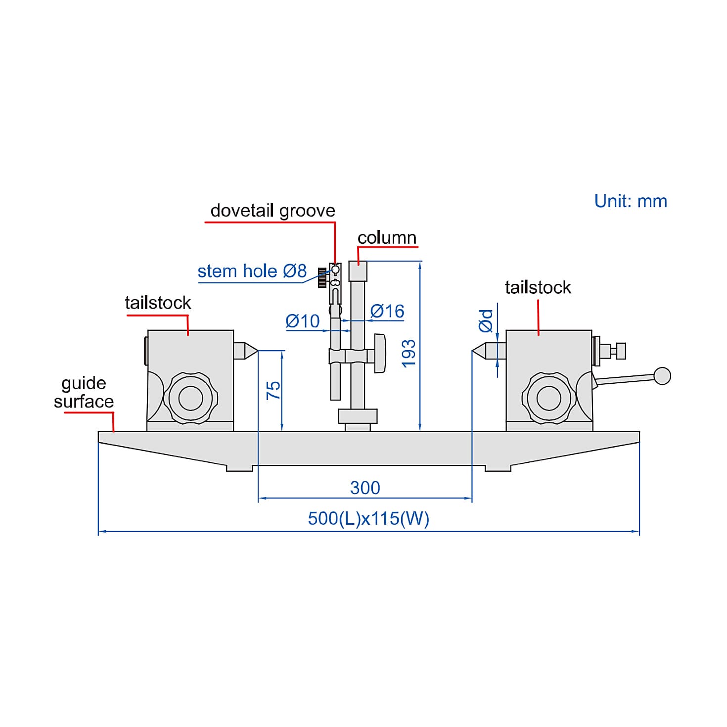 Insize 300 mm Basic Type Bench Center, 4742-300 — view 2