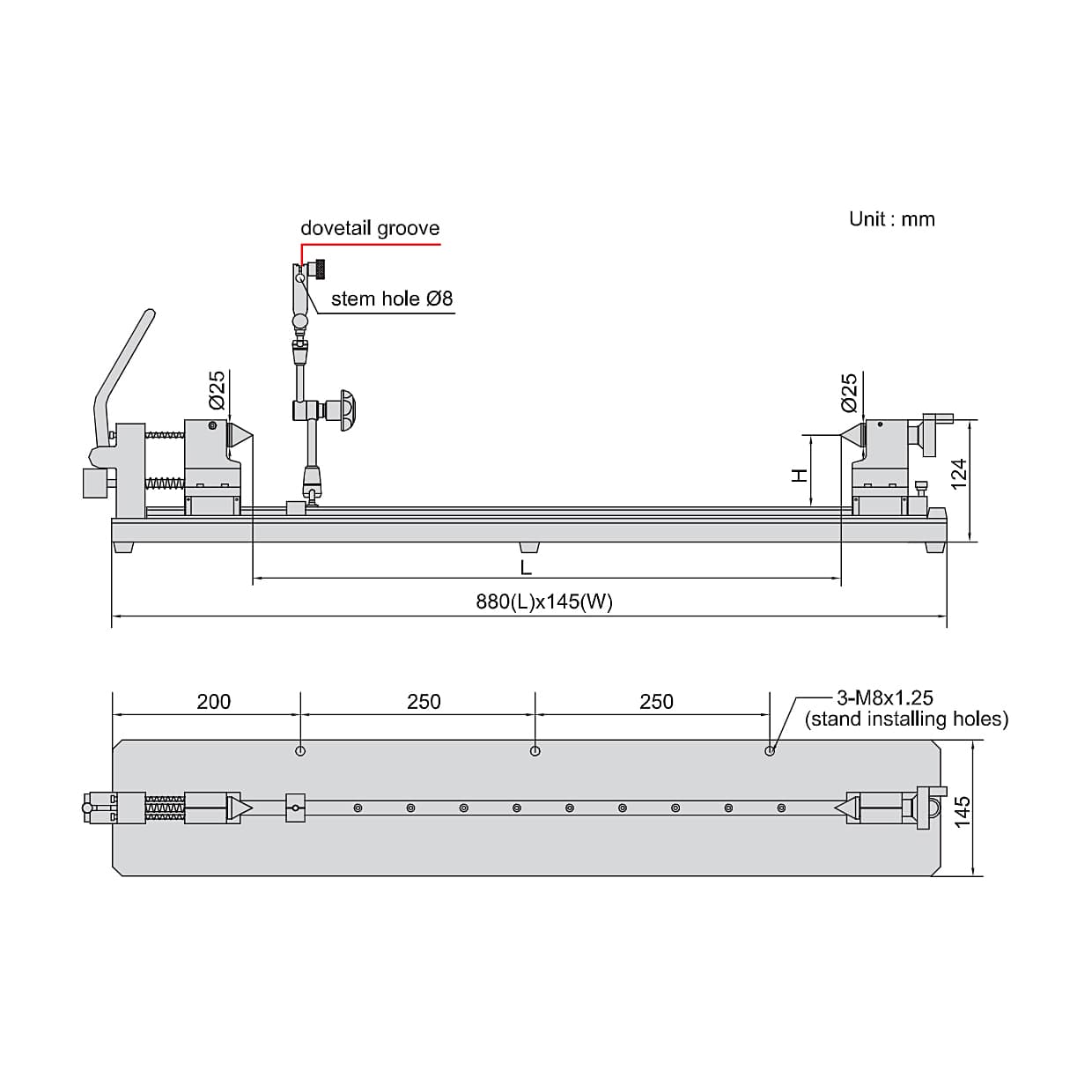 Insize 600 mm Bench Center, 4744-601 — view 3