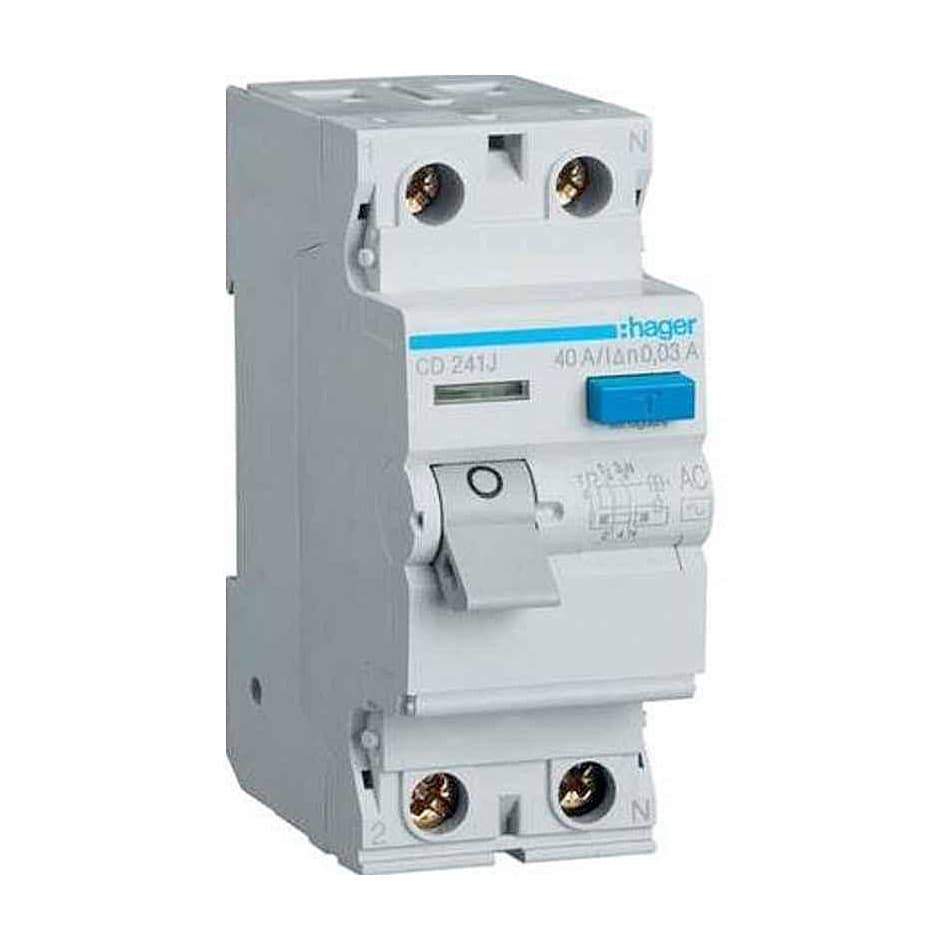 Hager Novello+ 300 mA / 40 Amp Residual Current Circuit Breaker RCCBs (2 Pole), CF240Y