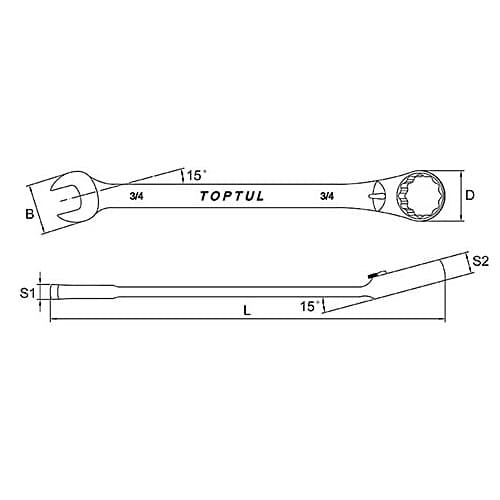 Toptul 11/16 Inch Reversible Ratchet Combination Wrench (72 Teeth Ratchet Mechanism), ADAA2222 — view 2