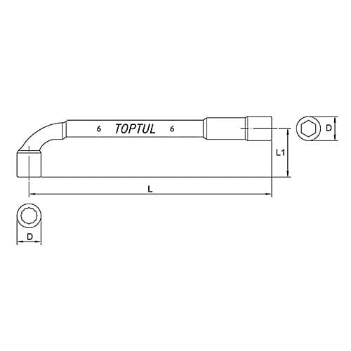 Toptul 9 mm Angled Socket Wrench, AEAE0909 — view 2