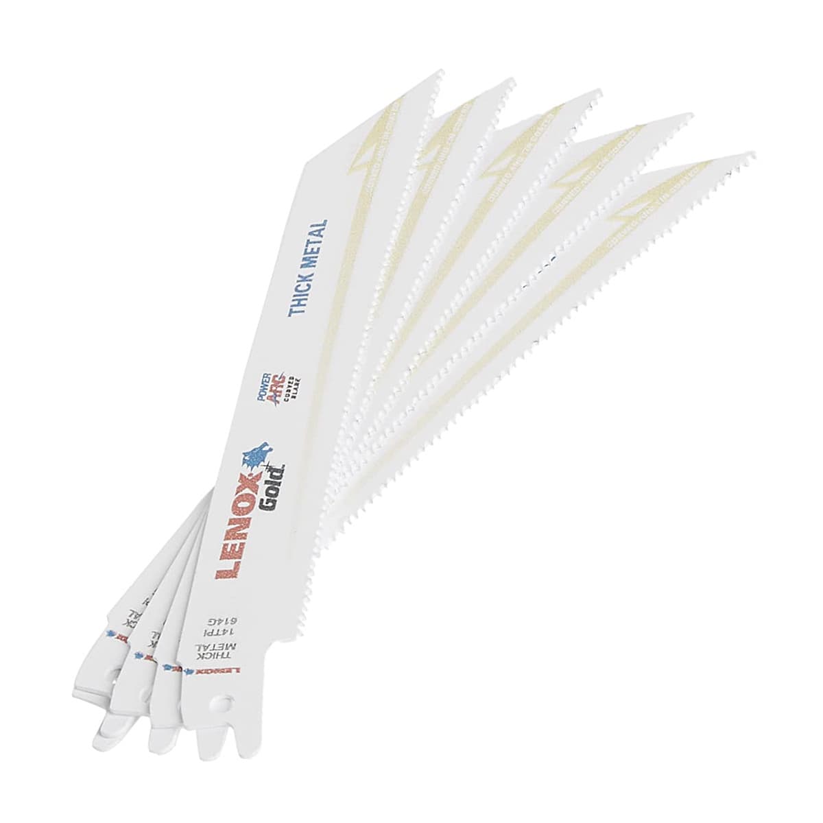 Lenox 152 mm / 6 Inch Gold Power Arc Curved Metal Reciprocating Saw Blades (14 TPI) (Pack of 5 Pcs), 21067614GR — view 2