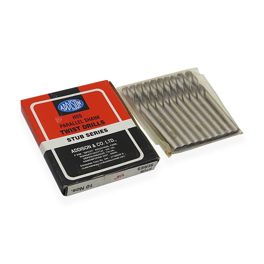 Addison 23/64 inch Dia. HSS Parallel Shank Twist Drills (Stub Series)