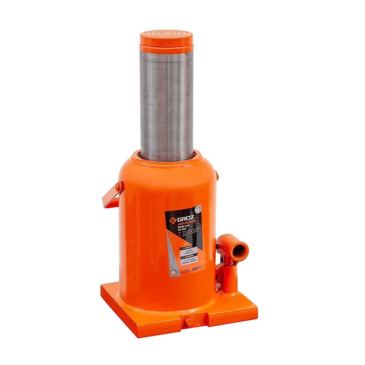 Groz 50 Ton Capacity Hydraulic Bottle Jack With Load Limiting Device, JACK/BT/50W