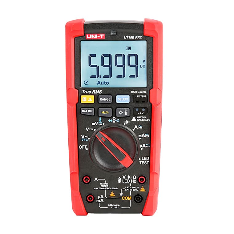 UNI-T 6000 Count True-RMS Digital Multimeter with Temperature Adapter Socket, UT18B PRO — view 1