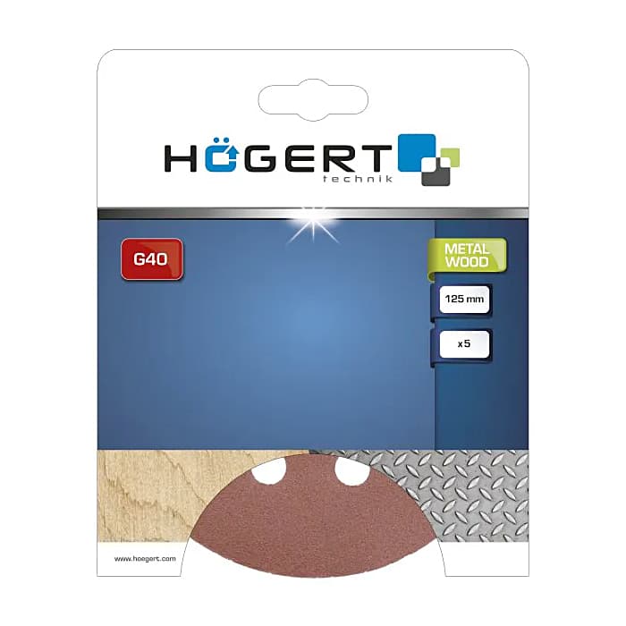 Hogert 125 mm / 120 Grit 8 Holes Velcro Abrasive Disc (Pack of 5 Pcs), HT8D124 — view 2