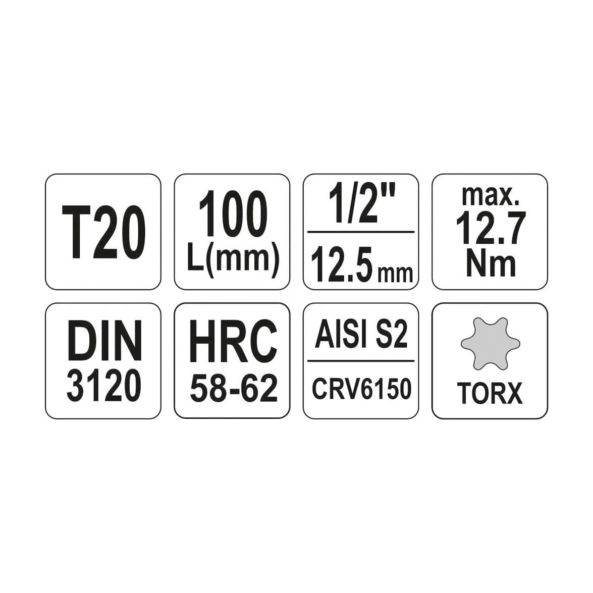 Yato T27 mm, 1/2 Square Drive Torx Bit Sockets, YT-04322