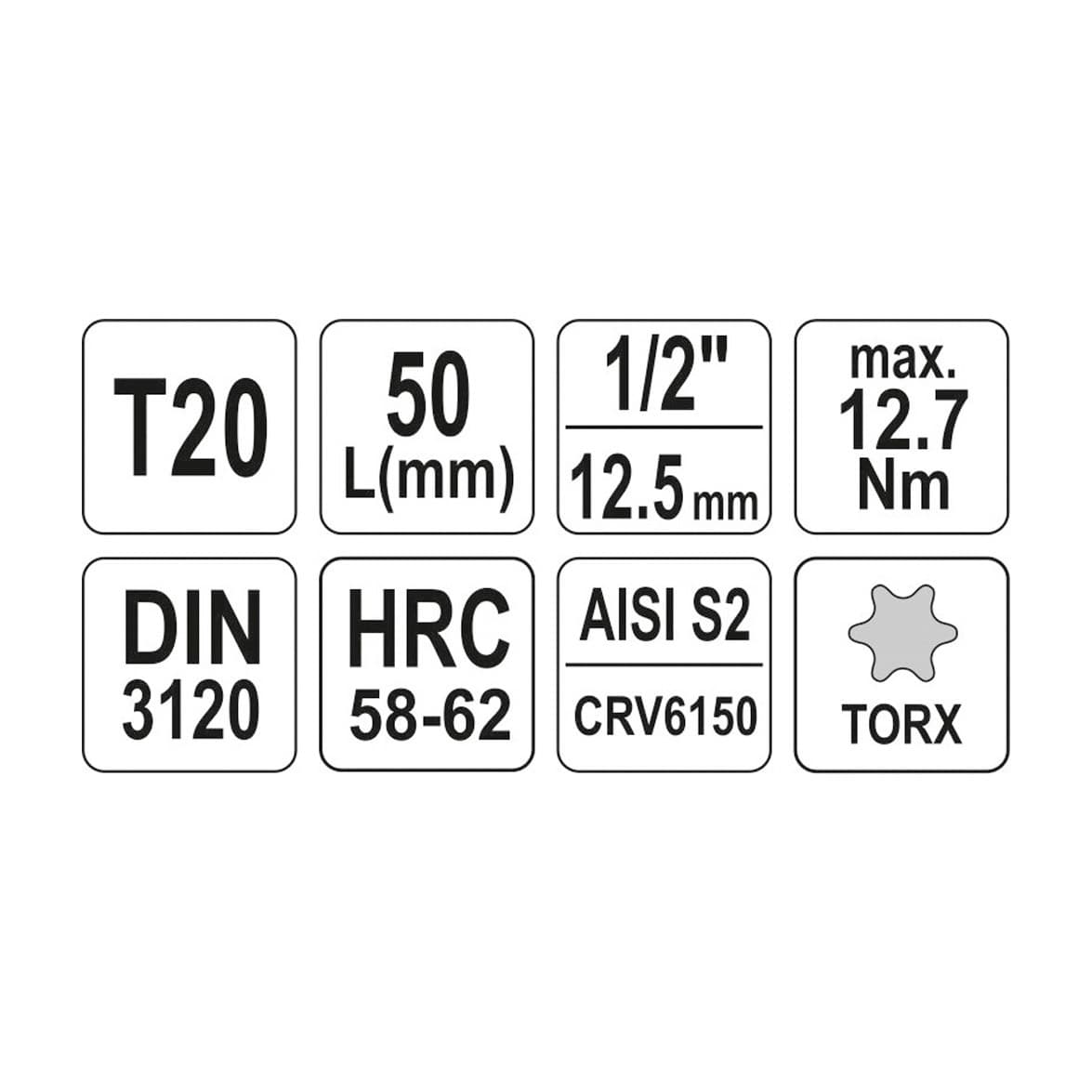 Yato T20 mm, 1/2 Square Drive Torx Bit Sockets, YT-04310 — view 3
