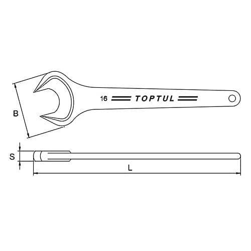 Toptul 16 mm Single Open End Wrench, AAAT1616 — view 2