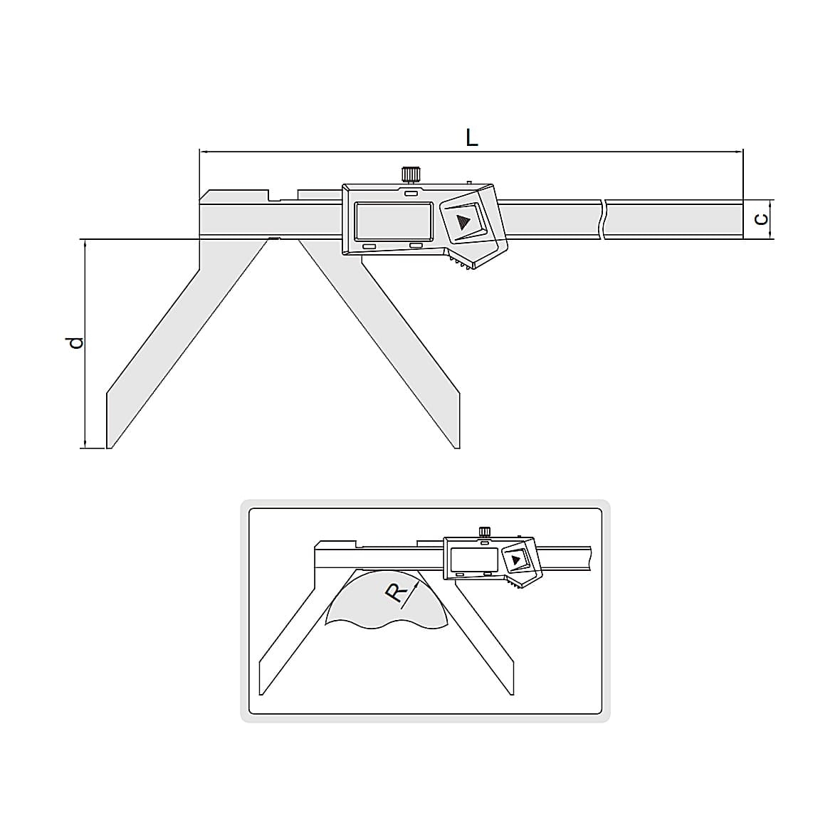 Insize 200 mm / 8 inch Digital Arc Radius Caliper, 1189-200B — view 2