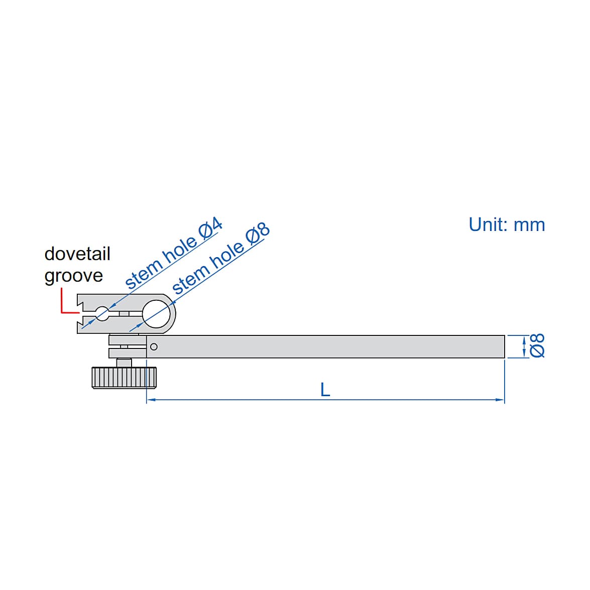 Insize 115 mm Length Dial Test Indicator Holder, 6293-2 — view 2