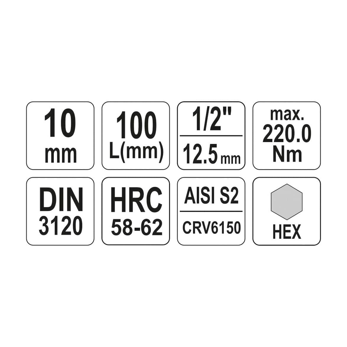 Yato 9 mm, 1/2 Inch Sq. Drive Hex Bit Sockets, YT-76596 — view 4