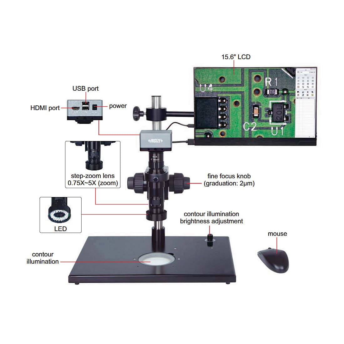 Insize 17.6X - 120X 4K Digital Measuring Microscope with Display, 5310-DL401 — view 2