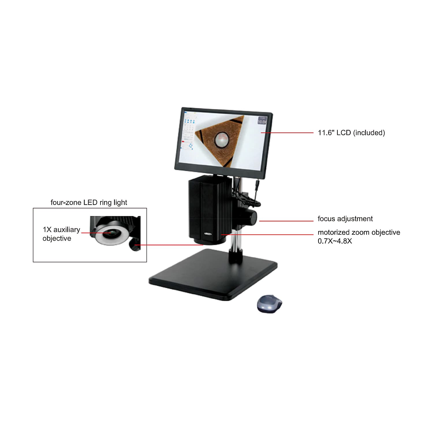Insize 10 - 68.5X Motorized Zoom Microscope with LCD Display, 5325-VM100 — view 2