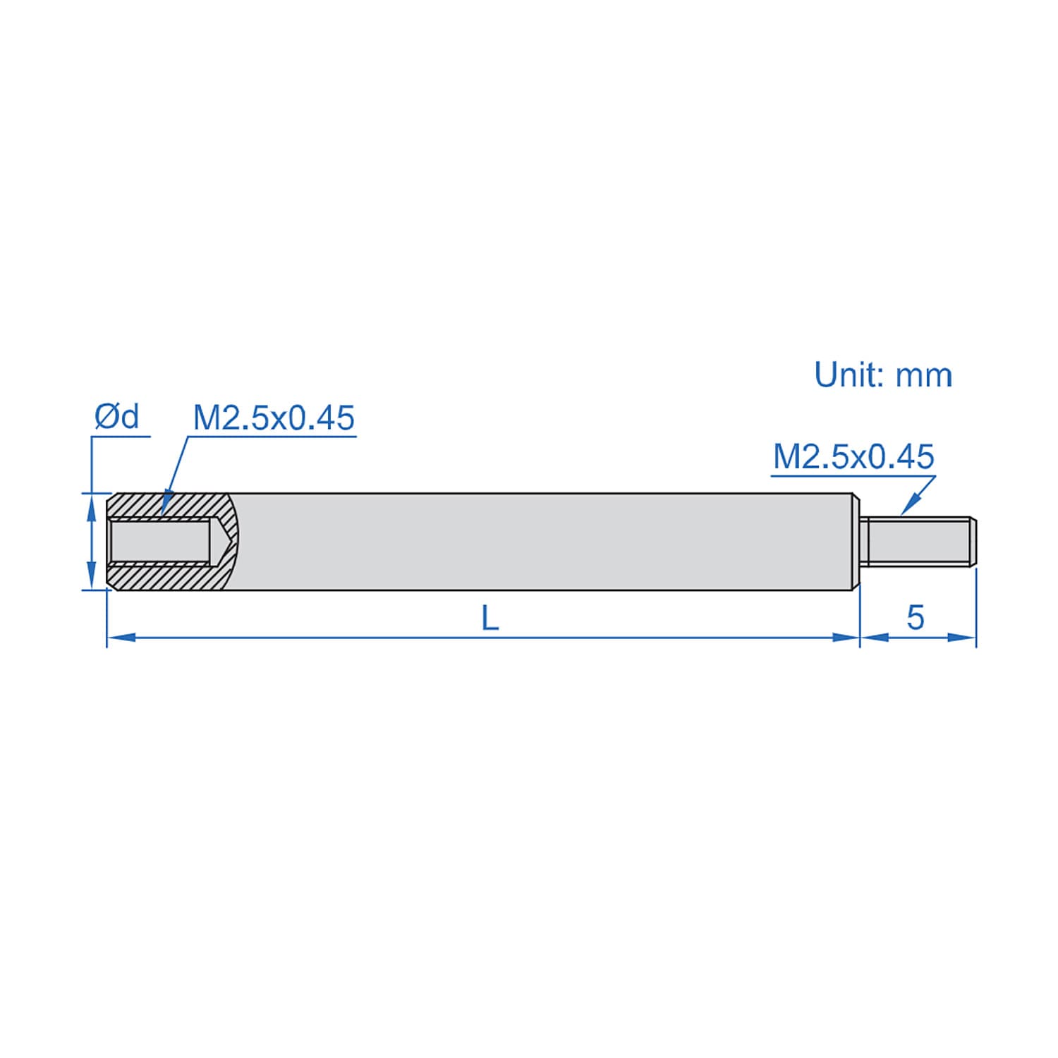 Insize 65 mm Length Extension Rod, 6282-2012