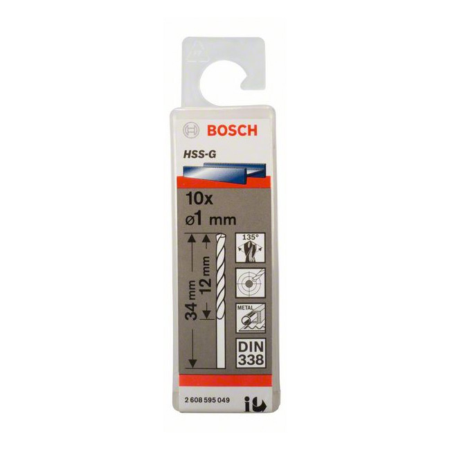 Bosch 1.00 x 34 mm HSS Metal Drill Bits (Pack of 10 Pcs), 2 608 595 049 — view 2