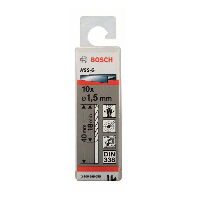 Bosch 1.60 x 43 mm HSS Metal Drill Bits (Pack of 10 Pcs), 2 608 585 471 — view 2
