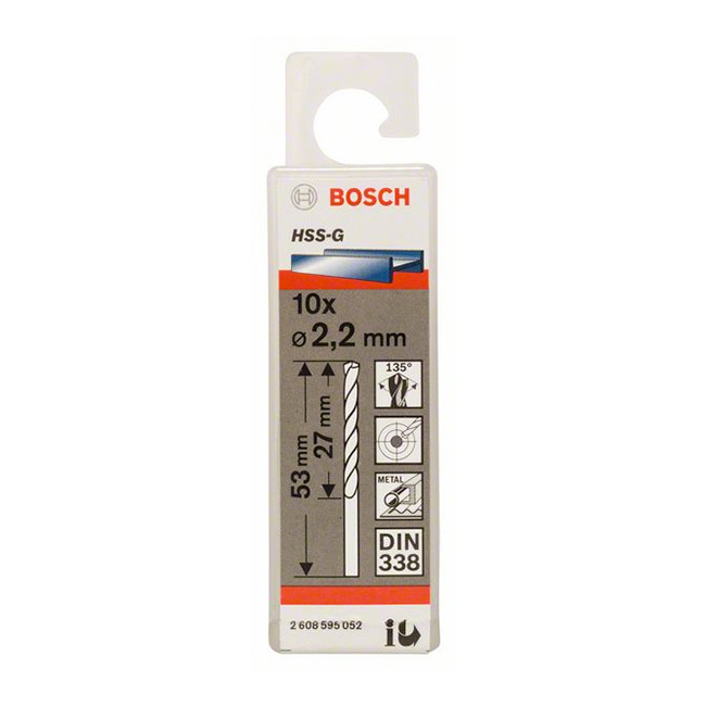 Bosch 2.20 x 53 mm HSS Metal Drill Bits (Pack of 10 Pcs), 2 608 595 052 — view 2