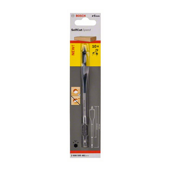 Bosch 6 mm Wood Spade Bit For Self Cut, 2 608 595 481