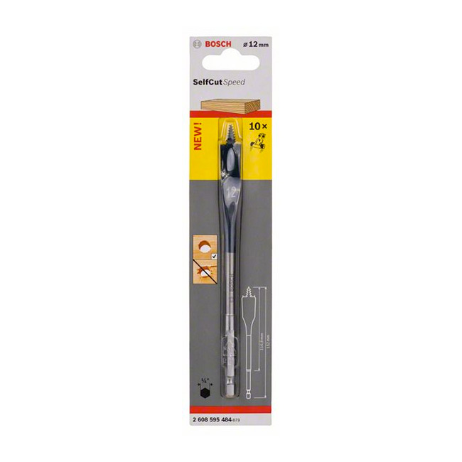 Bosch 12 mm Wood Spade Bit For Self Cut, 2 608 595 484 — view 2