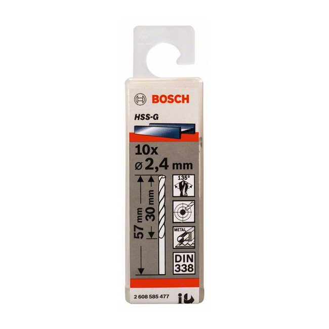 Bosch 2.40 x 57 mm HSS Metal Drill Bits (Pack of 10 Pcs), 2 608 585 477 — view 2