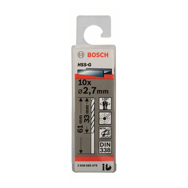 Bosch 2.70 x 61 mm HSS Metal Drill Bits (Pack of 10 Pcs), 2 608 585 479 — view 2
