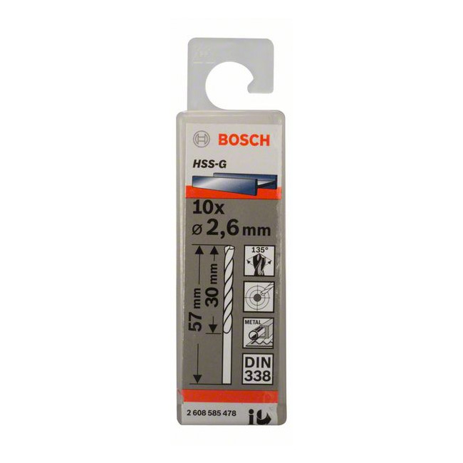 Bosch 2.60 x 57 mm HSS Metal Drill Bits (Pack of 10 Pcs), 2 608 585 478 — view 2