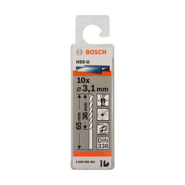 Bosch 3.10 x 65 mm HSS Metal Drill Bits (Pack of 10 Pcs), 2 608 585 481 — view 2