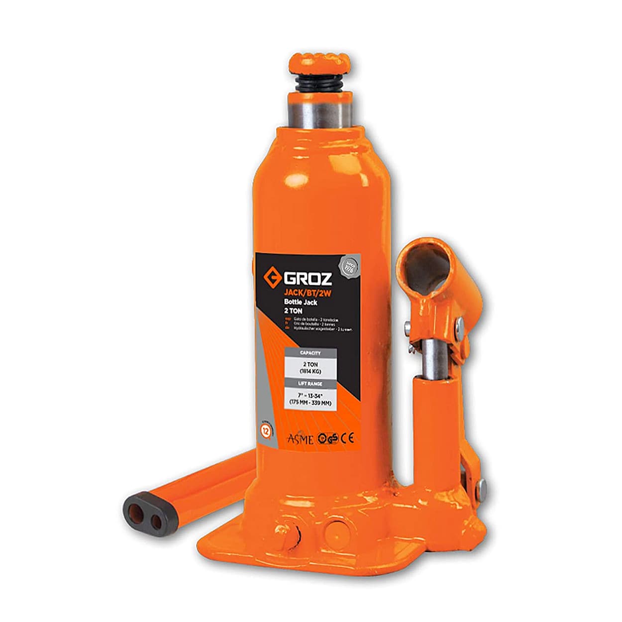 Groz 2 Ton Capacity Hydraulic Bottle Jack With Load Limiting Device, JACK/BT/2W — view 1