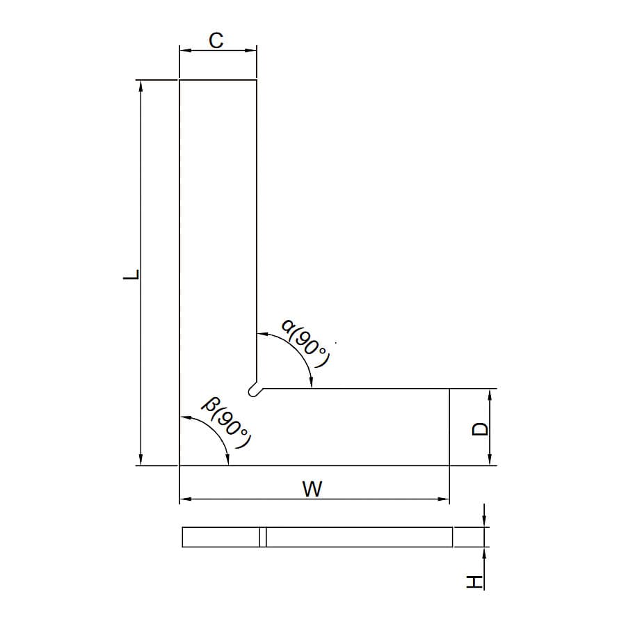 Insize 75 mm / 3 Inch Carbon Steel Machinist Square (Economic Type), 4796-75 — view 2