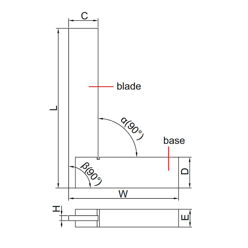 Insize 300 mm / 12 Inch Carbon Steel Machinist Square With Wide Base (Economic Type), 4707-300 — view 2