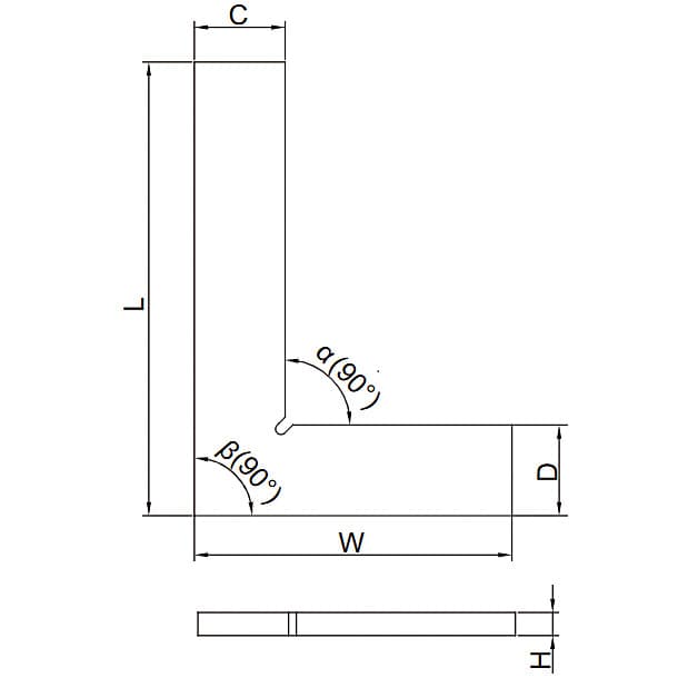 Insize 75 mm / 3 Inch 90° Flat Edge Square, 4791-751 — view 2