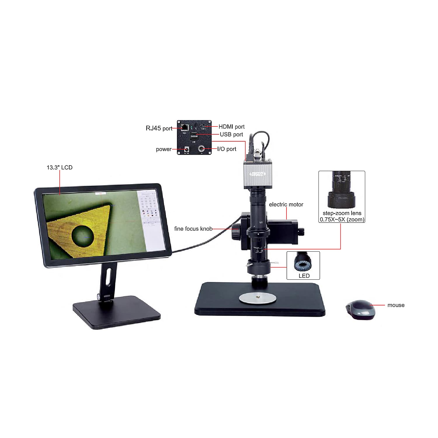 Insize 14.7X ~ 122.7X Motorized Focus Stacking Microscope with Display, ISM-DL520 — view 2